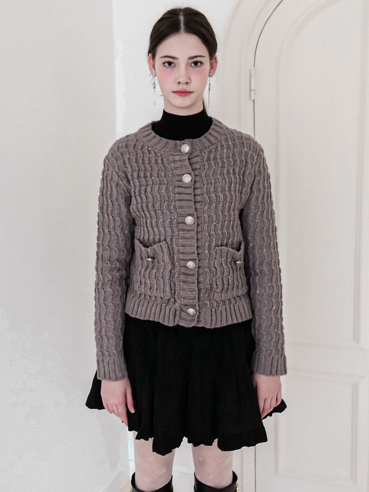 쿨키튼(KOOLKITTEN) Bold Button Pocket Cardigan