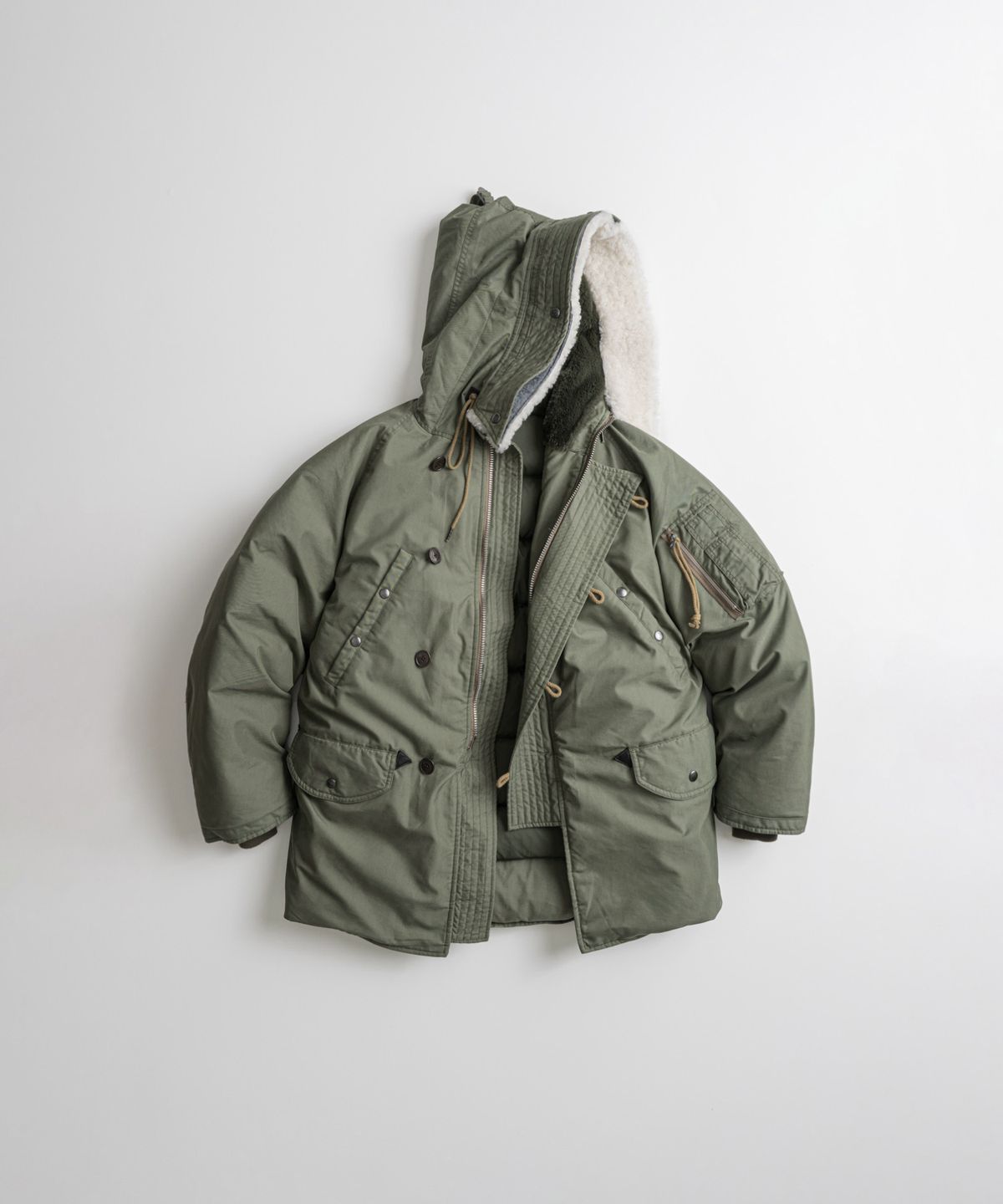 비헤비어(BEHEAVYER) N3B DUCK DOWN MIL PARKA sage olive