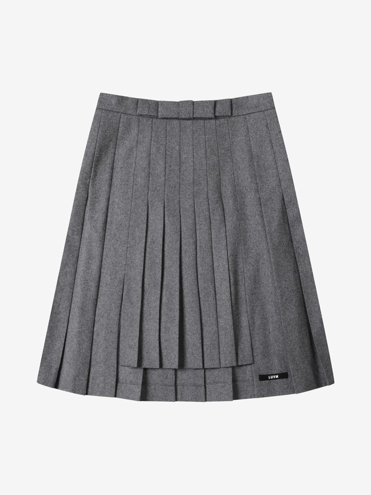 엘유브이엠(LUVM) WOOL PLEATS SLIT SKIRT_CHARCOAL GRAY