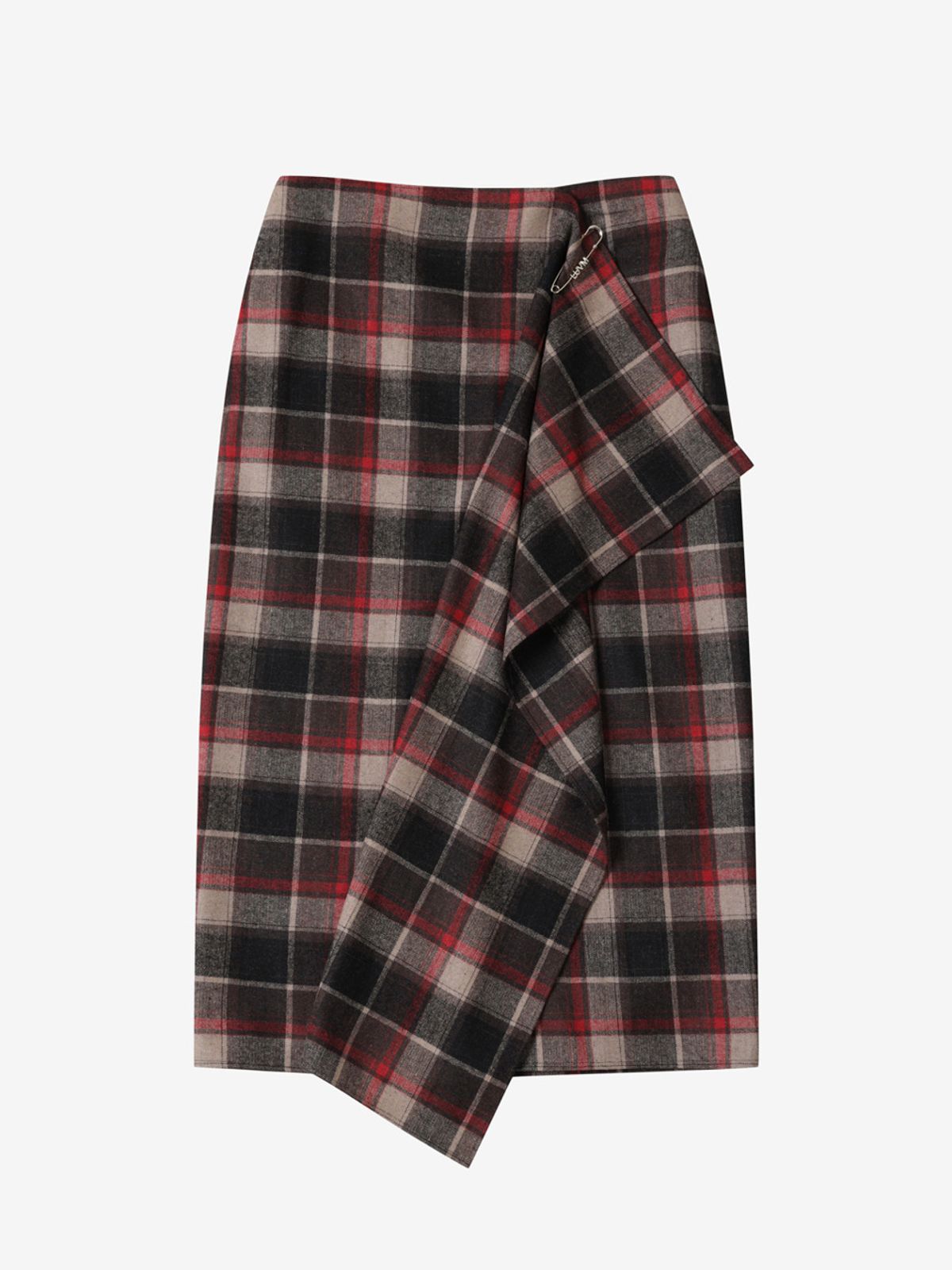 엘유브이엠(LUVM) CHECKED WRAP WOOL SKIRT_RED