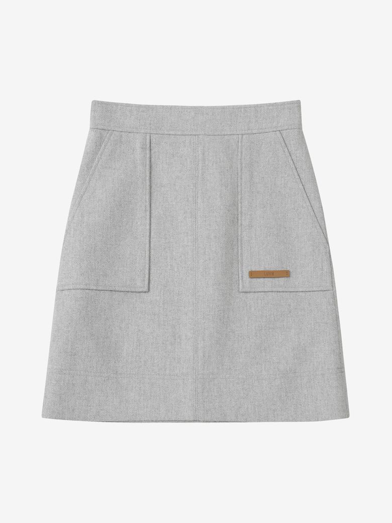 CLASSIC WOOL SKIRT_MELANGE GRAY