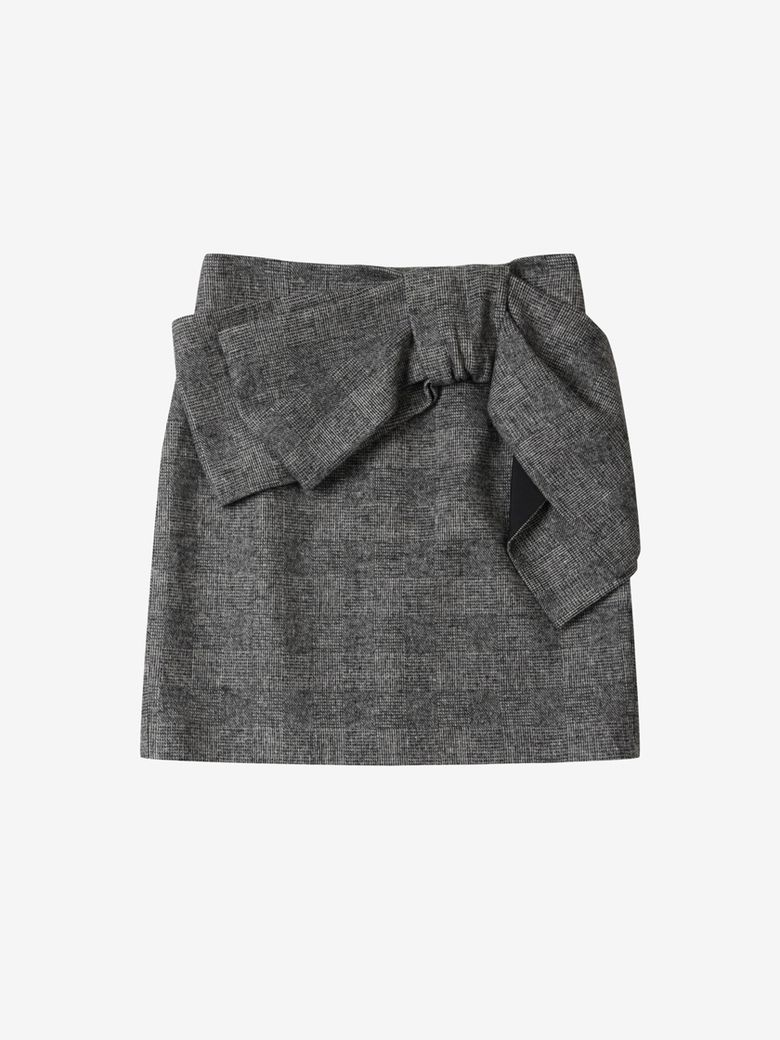 WOOL RIBBON MINI SKIRT_CHECKED FABRIC