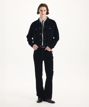 [SET] 벨벳 크롭 트러커 플레어 데님 [2Color]