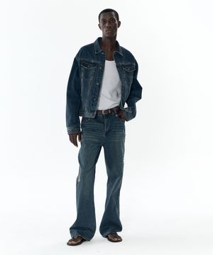 [SET] 워시드 크롭 트러커 세미 플레어 데님 [2Color]