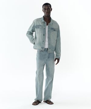 [SET] 자카드 스트라이프 스트레이트 트러커 데님 [2Color]