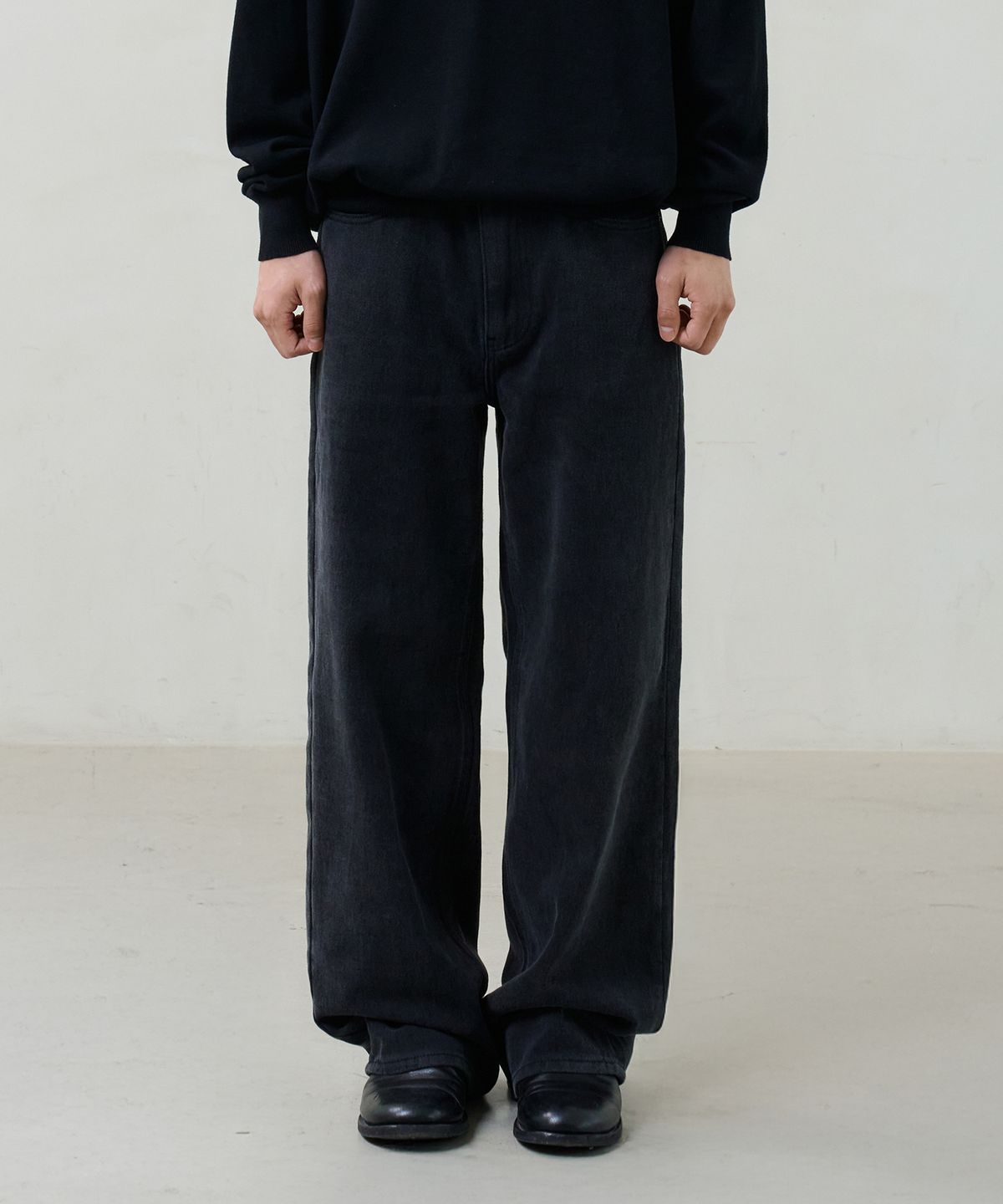 노운(NOUN) straight cotton pants (black)