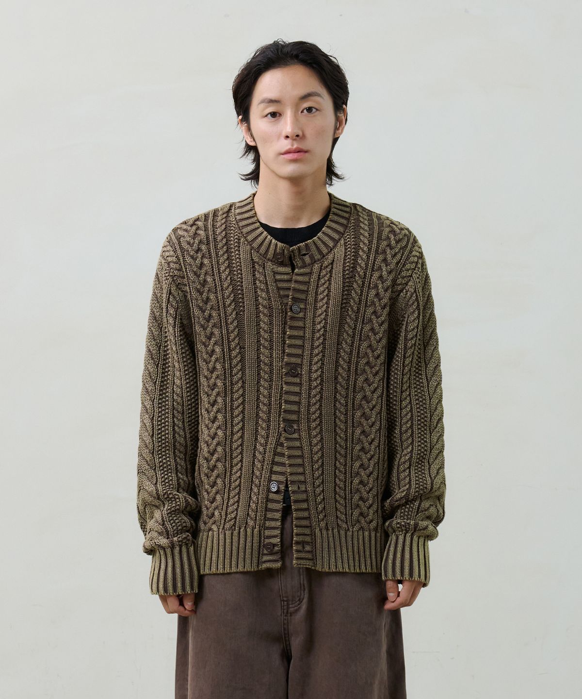 노운(NOUN) faded cable knit (brown)