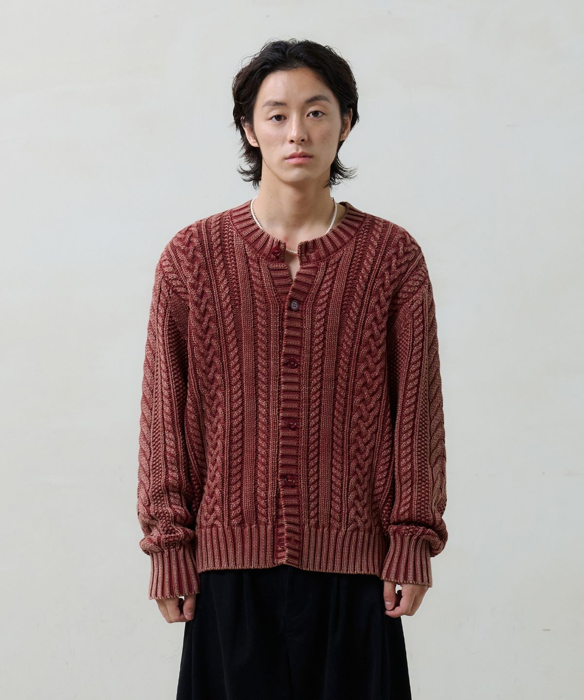 노운(NOUN) faded cable knit (red)