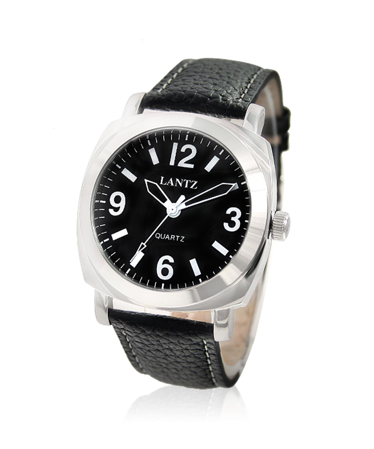 란쯔(LANTZ) LA615 BK 남여공용 가죽 밴드  시계_화이트