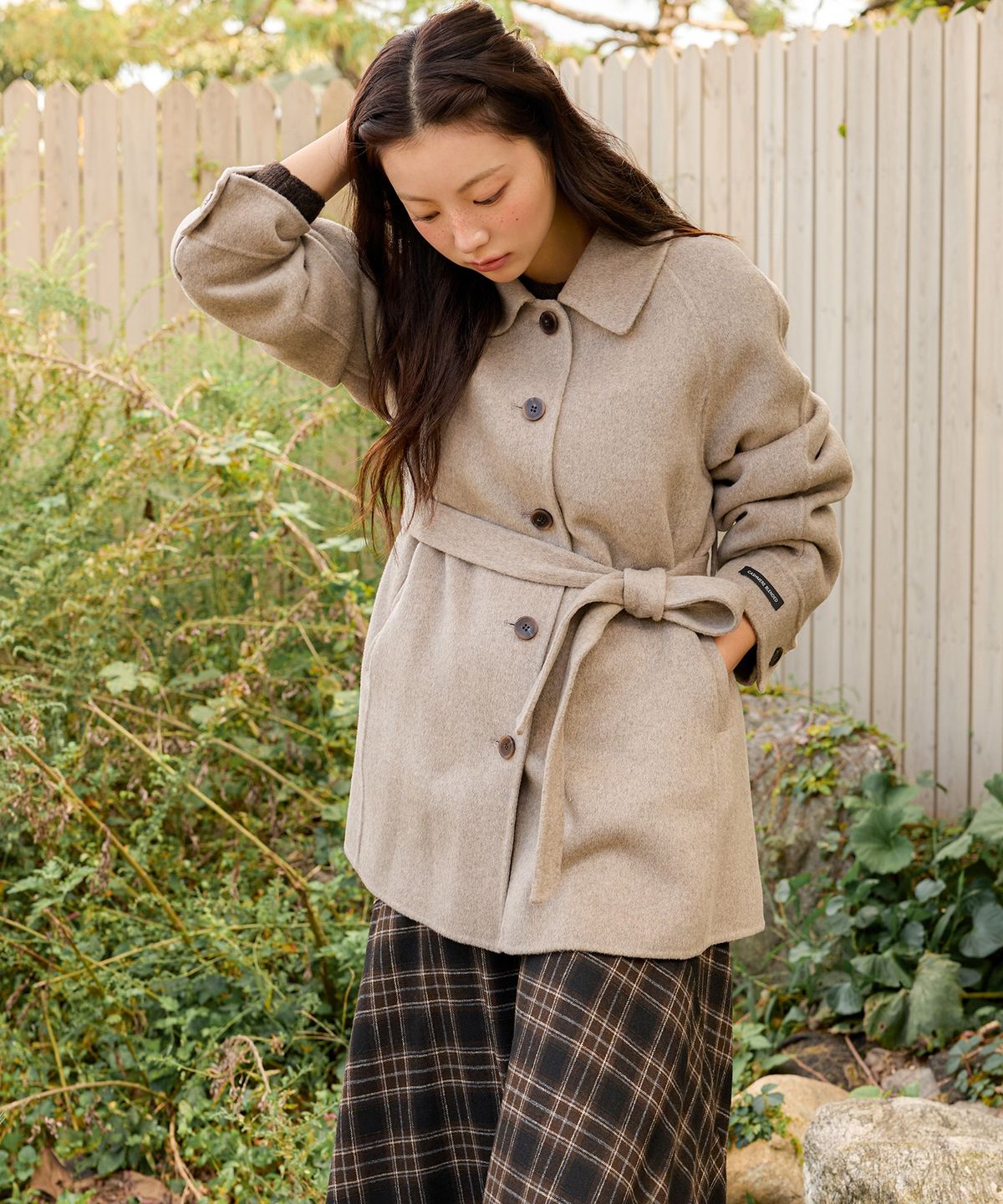 올리브 데 올리브(OLIVE DES OLIVE) A라인 싱글 하프코트OW6XHA550