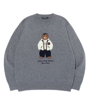 레트로 베어 자수 스웨터 LP4SU843_MELANGE GREY
