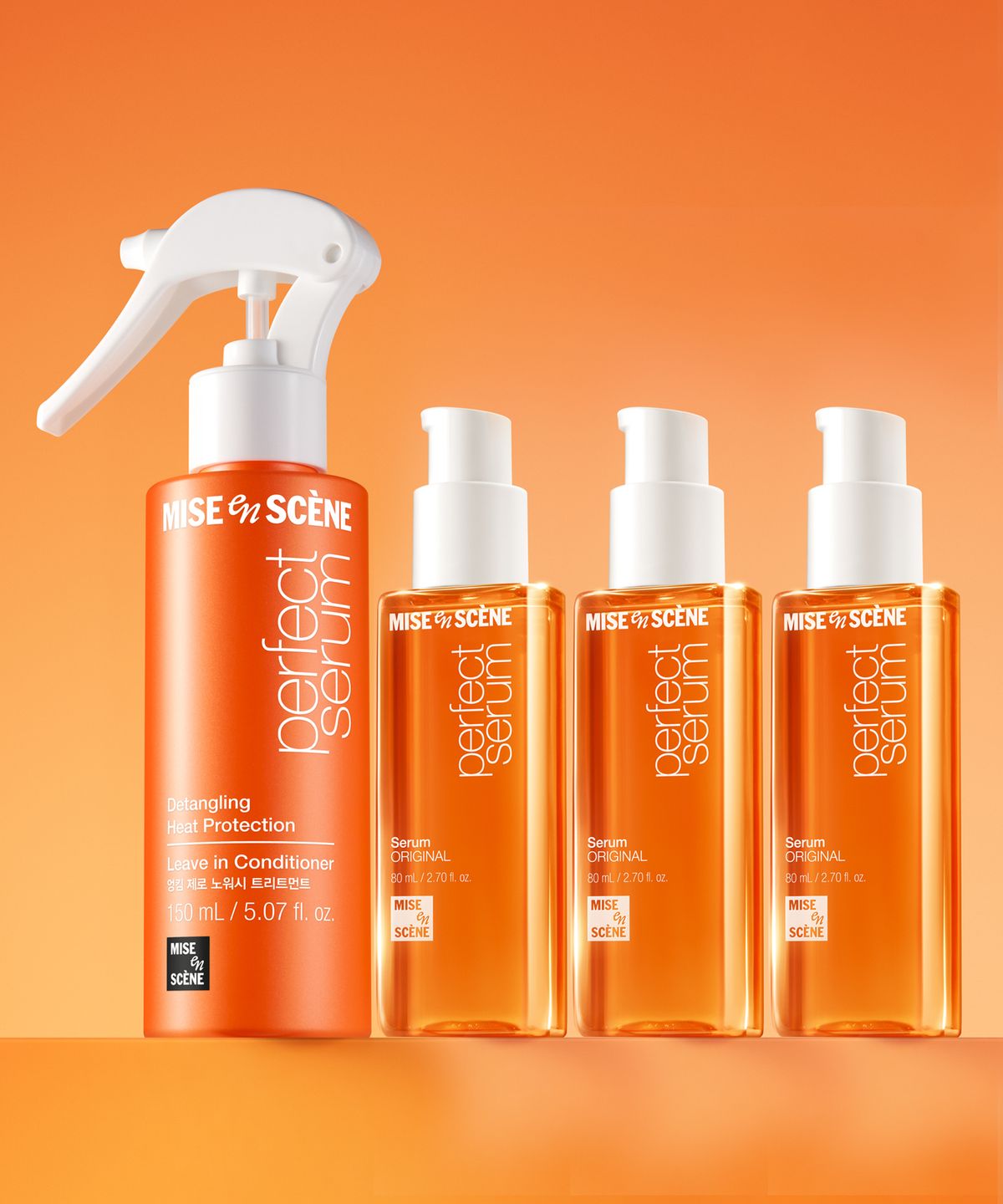 미쟝센(MISEENSCENE) 퍼펙트 세럼 80ml 3입+엉킴제로 노워시 트리트먼트 150ml