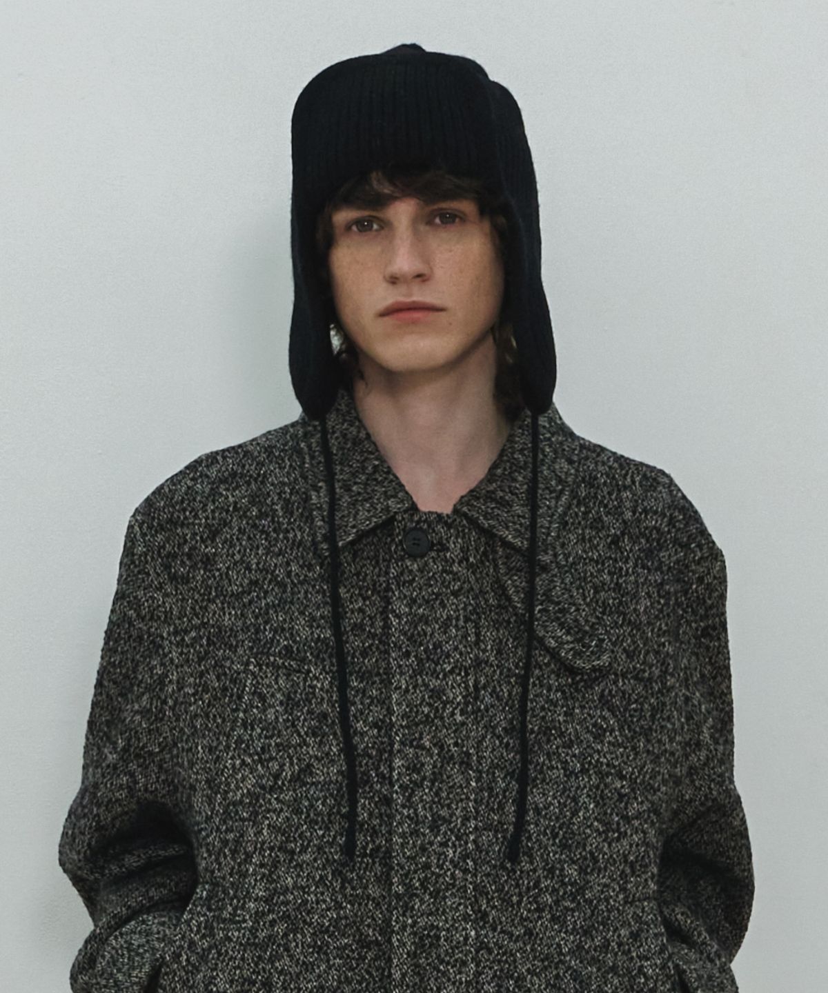 문선(MOONSUN) Ear Flap Wool Knit Hat / Black
