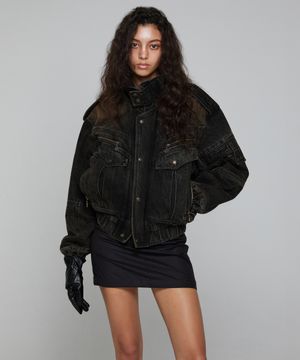 [런웨이] 데님 유틸리티 워싱 자켓_브라운