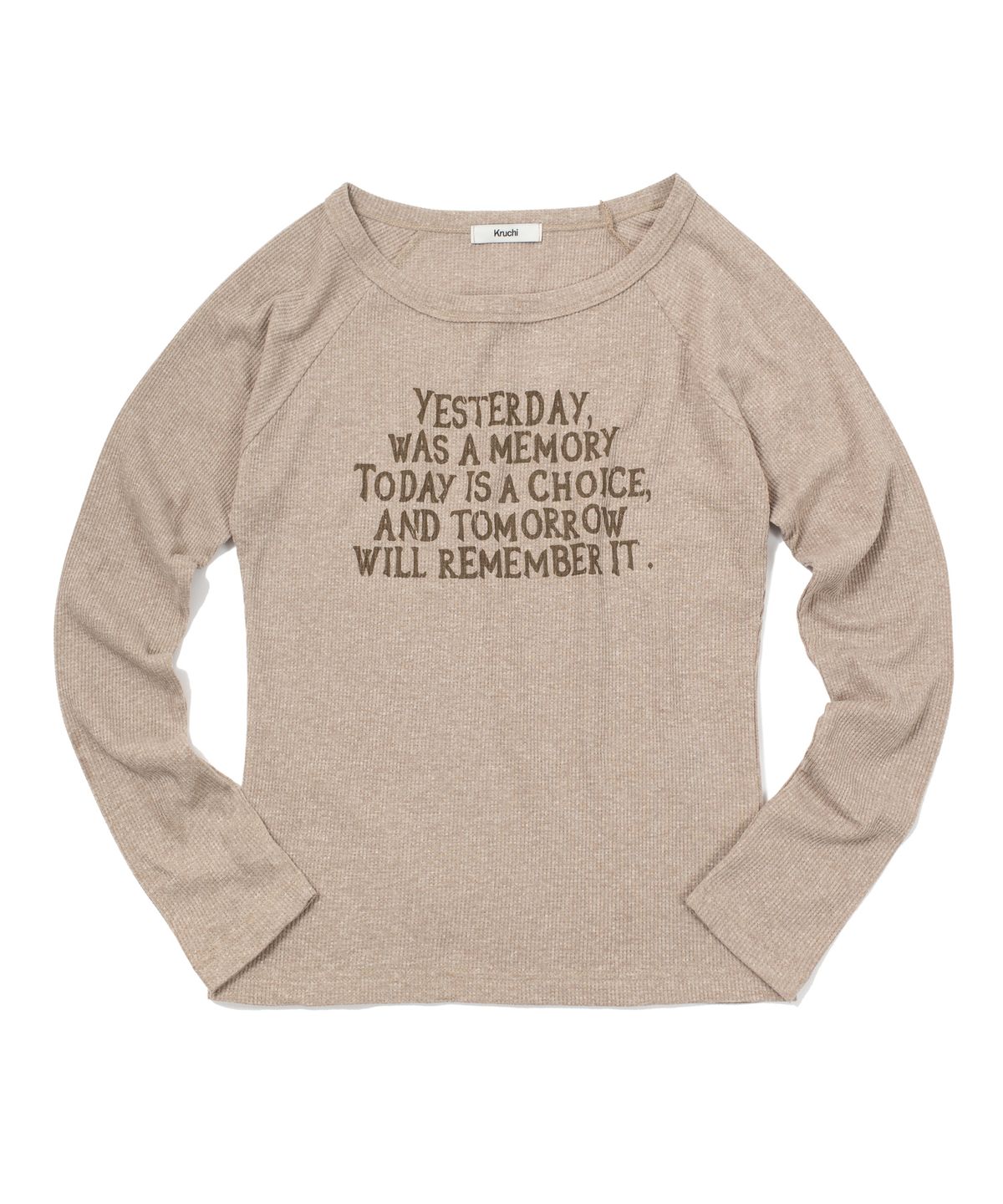 크루치(KRUCHI) Yesterday waffle long-sleeved (BEIGE) WOMENS