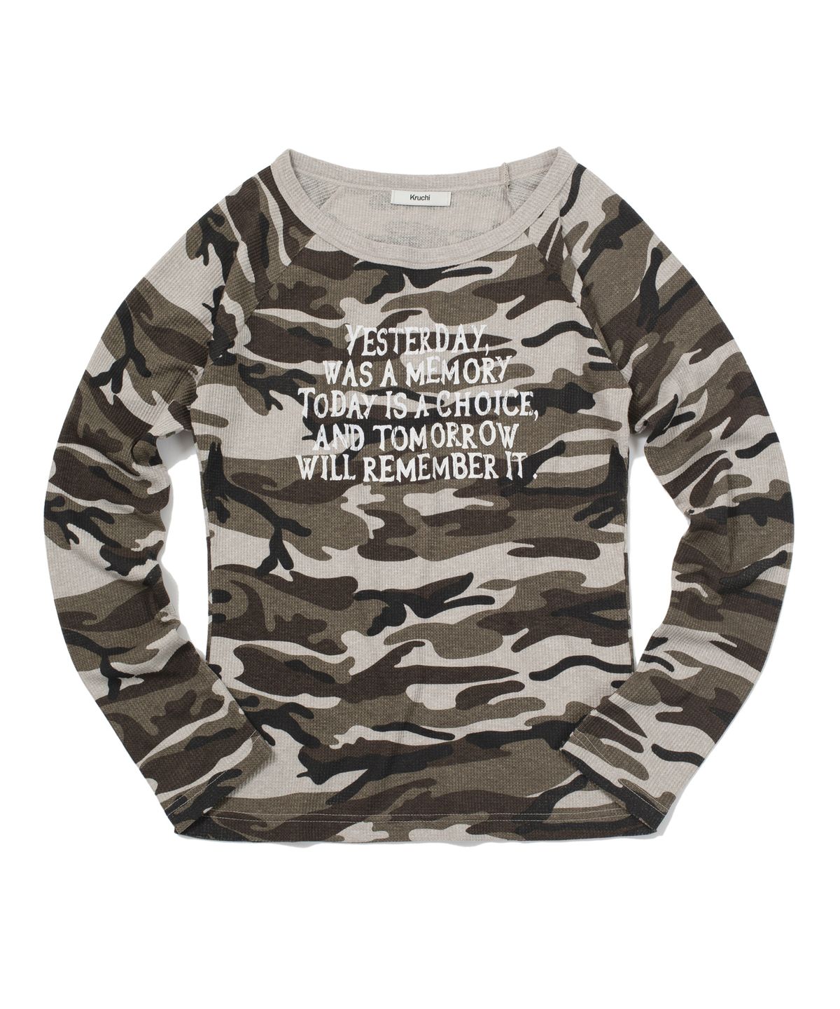 크루치(KRUCHI) Yesterday waffle long-sleeved (CAMO) WOMENS