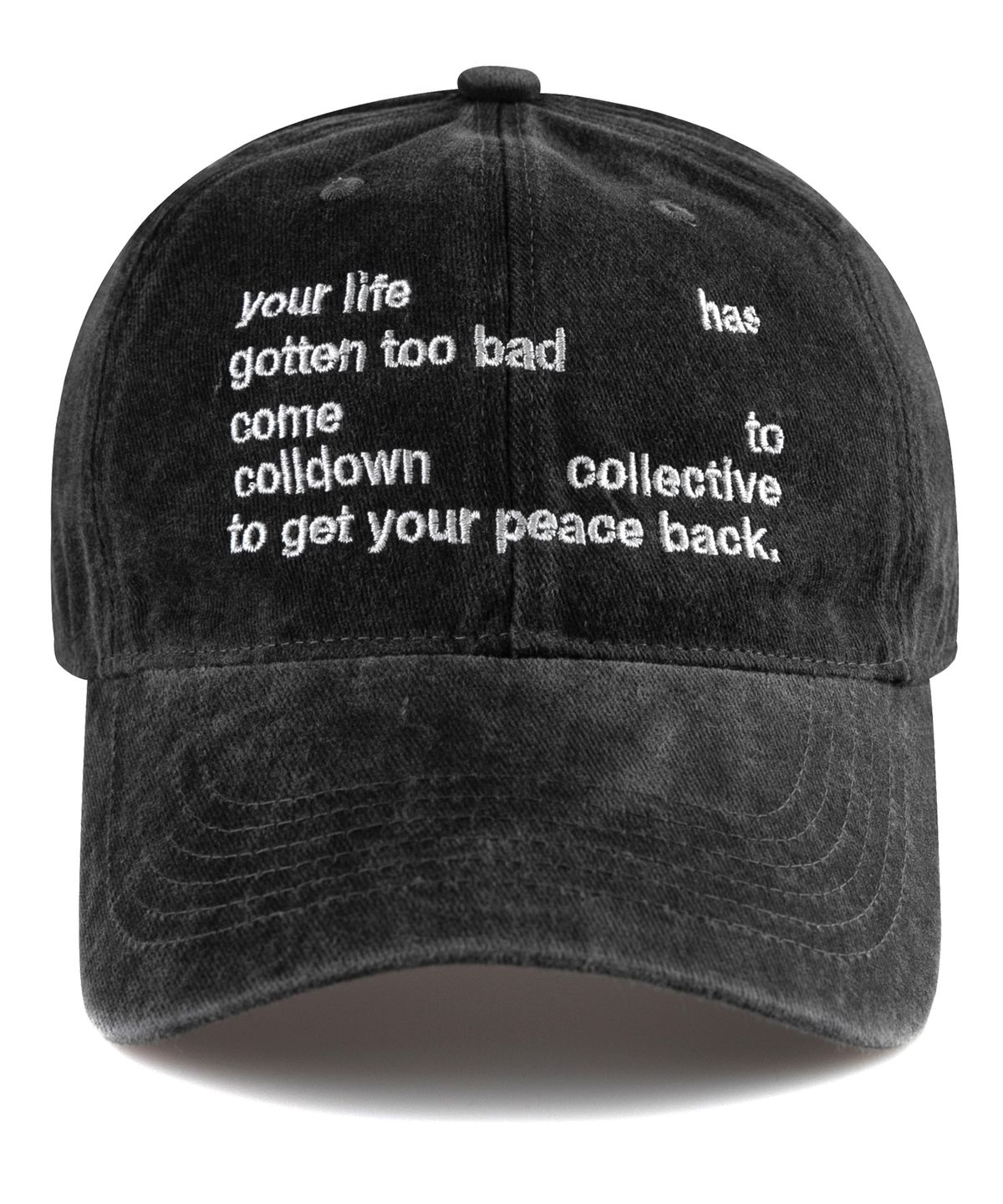 비치스앤크림(BEACHESANDCREAM) Your life Stone-Washed Ball cap-Charcoal