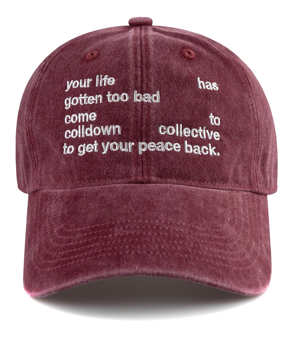 비치스앤크림(BEACHESANDCREAM) Your life Stone-Washed Ball cap-Burgundy