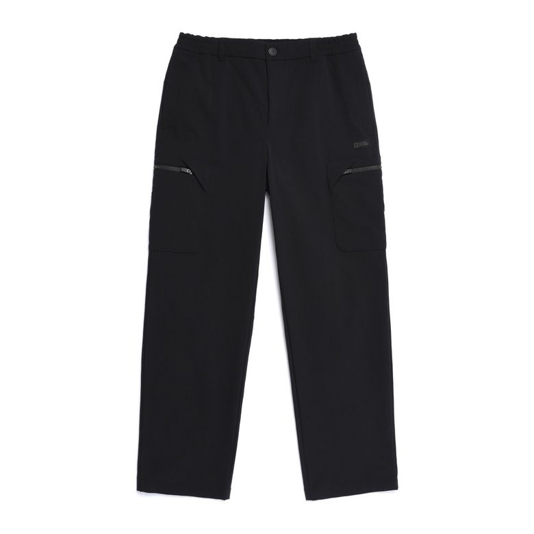 N254MPT030 카고 세미루즈 스트레이트 팬츠 BLACK