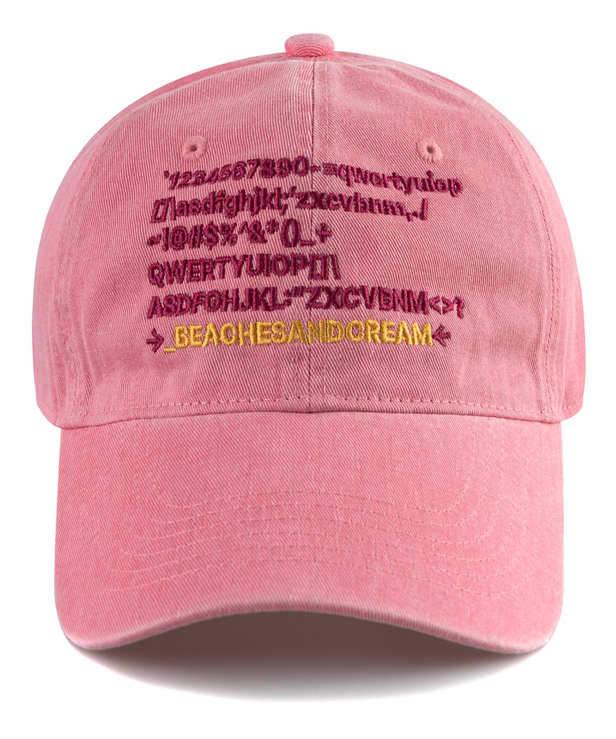 비치스앤크림(BEACHESANDCREAM) Text Pigment Ball cap-Pink