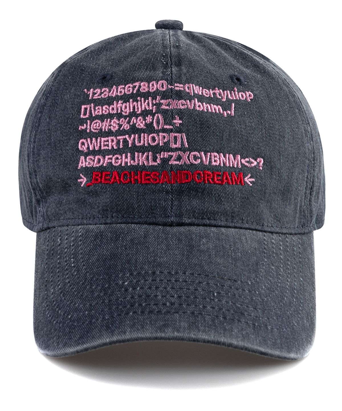 비치스앤크림(BEACHESANDCREAM) Text Pigment Ball cap-Navy