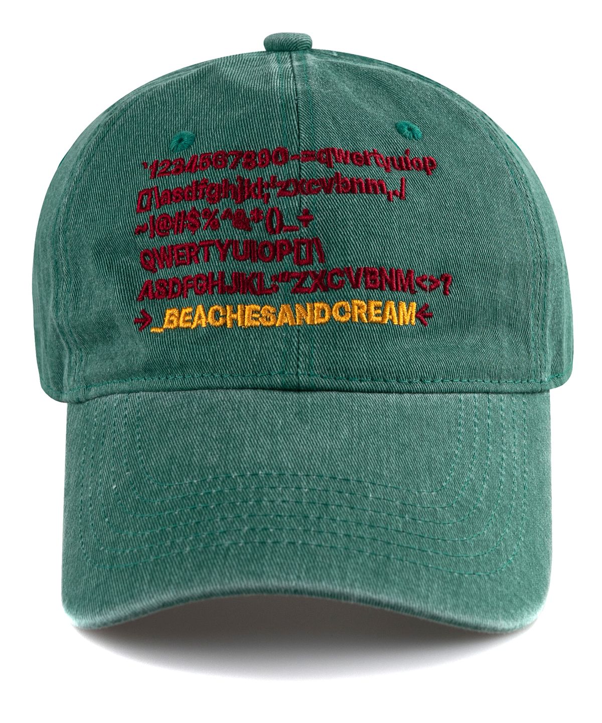 비치스앤크림(BEACHESANDCREAM) Text Pigment Ball cap-Green