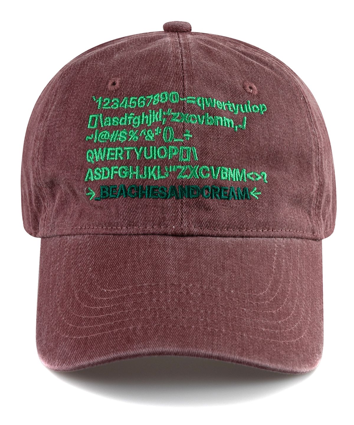 비치스앤크림(BEACHESANDCREAM) Text Pigment Ball cap-Burgundy