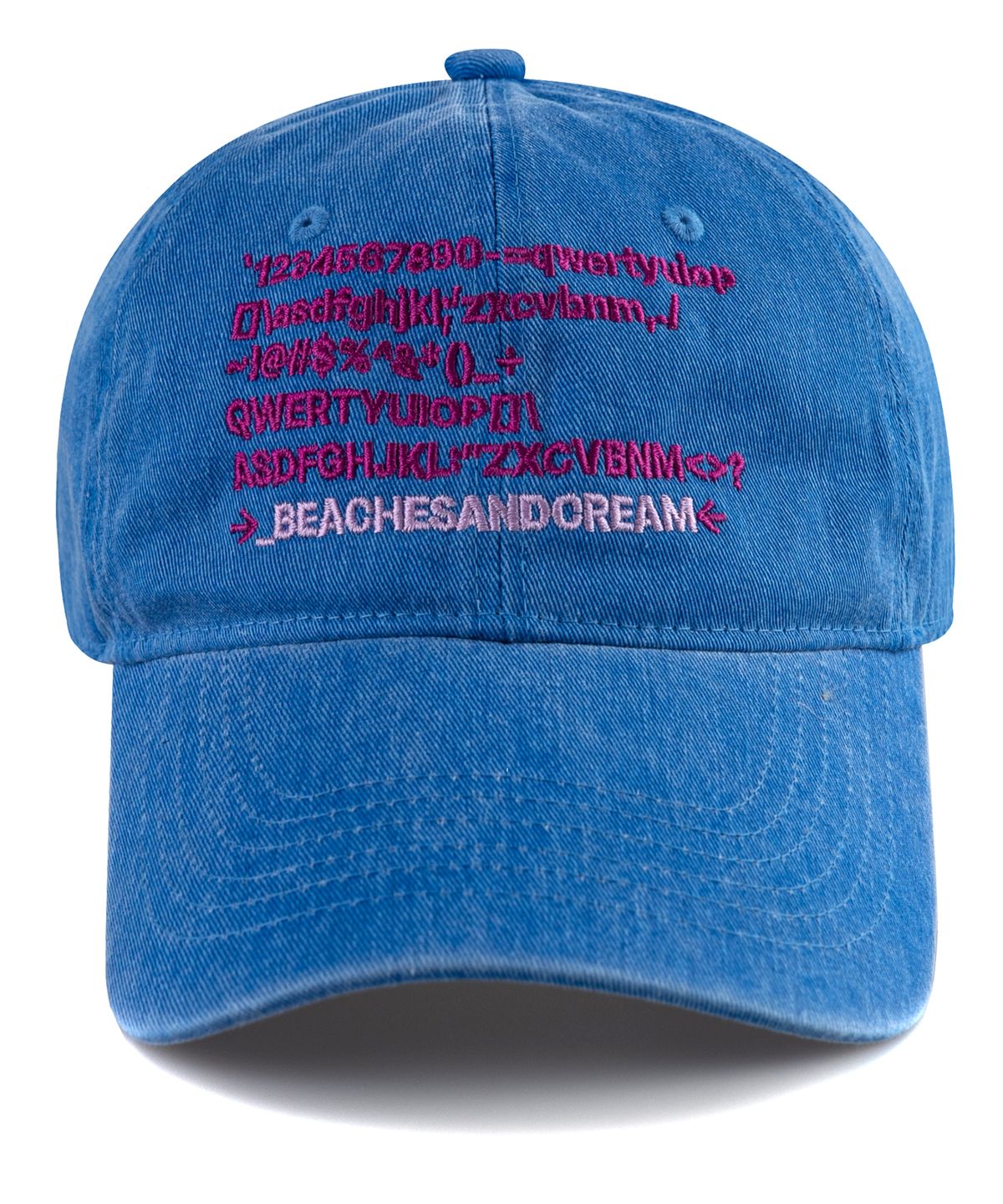 비치스앤크림(BEACHESANDCREAM) Text Pigment Ball cap-Blue