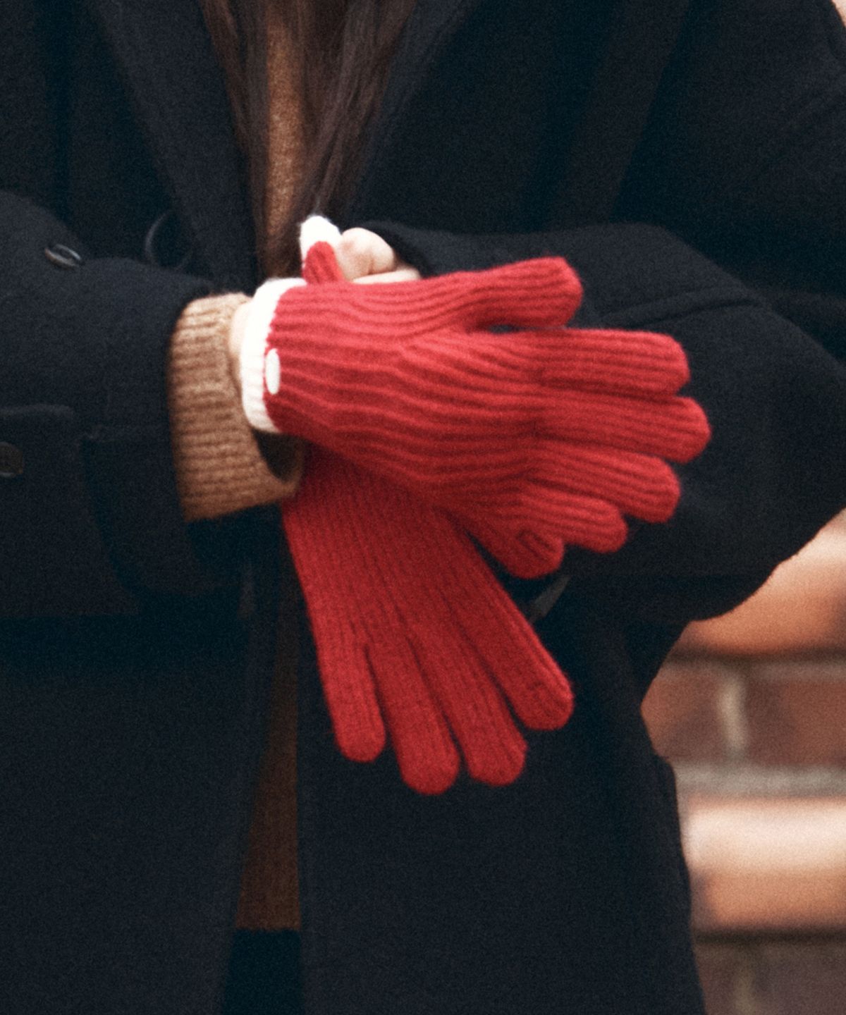 반원 아틀리에(VANONE ATELIER) B3018 핑거홀 니트 글러브_Red