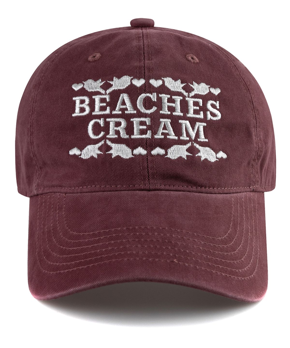 비치스앤크림(BEACHESANDCREAM) Love Piece Cation Ball cap-Burgundy