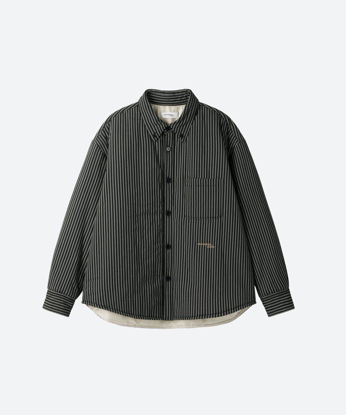 문선(MOONSUN) M.C UNISEX, Stripe Padded Shirt Jacket / Black