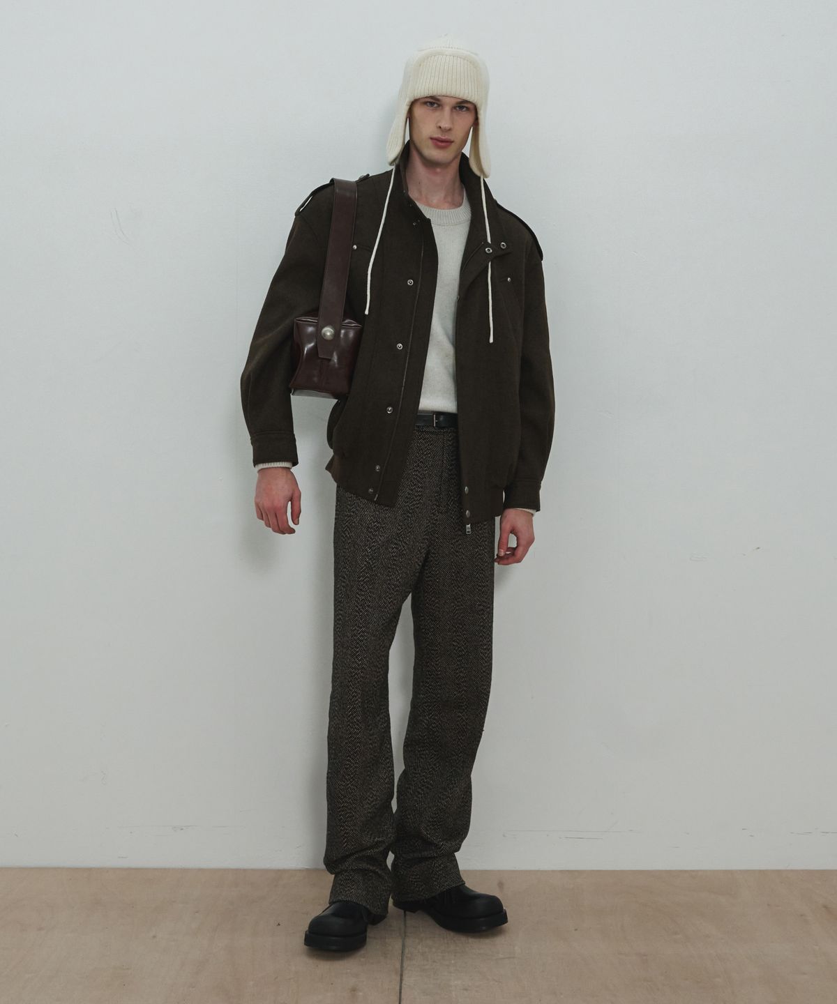 문선(MOONSUN) UNISEX, Herringbone Slacks / Brown