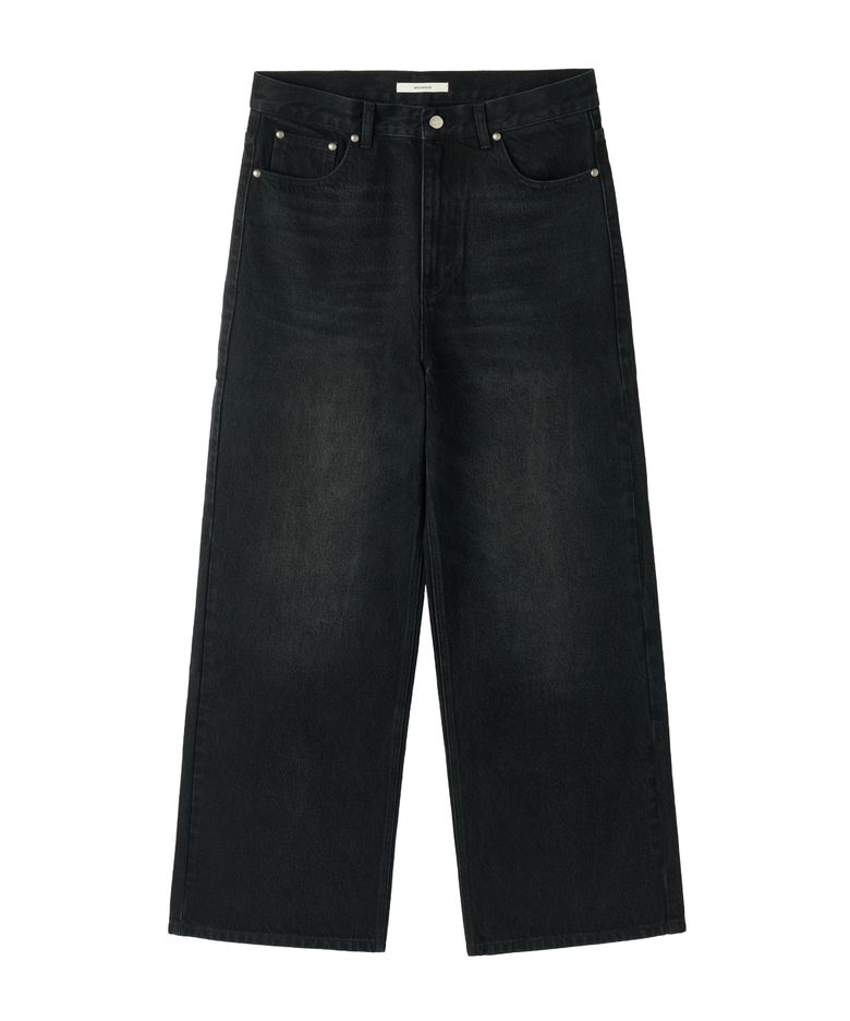 UNISEX, Loose-Fit Denim Pants / Washed black