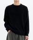 세미 크롭 니트 라운드 넥 풀오버 블랙