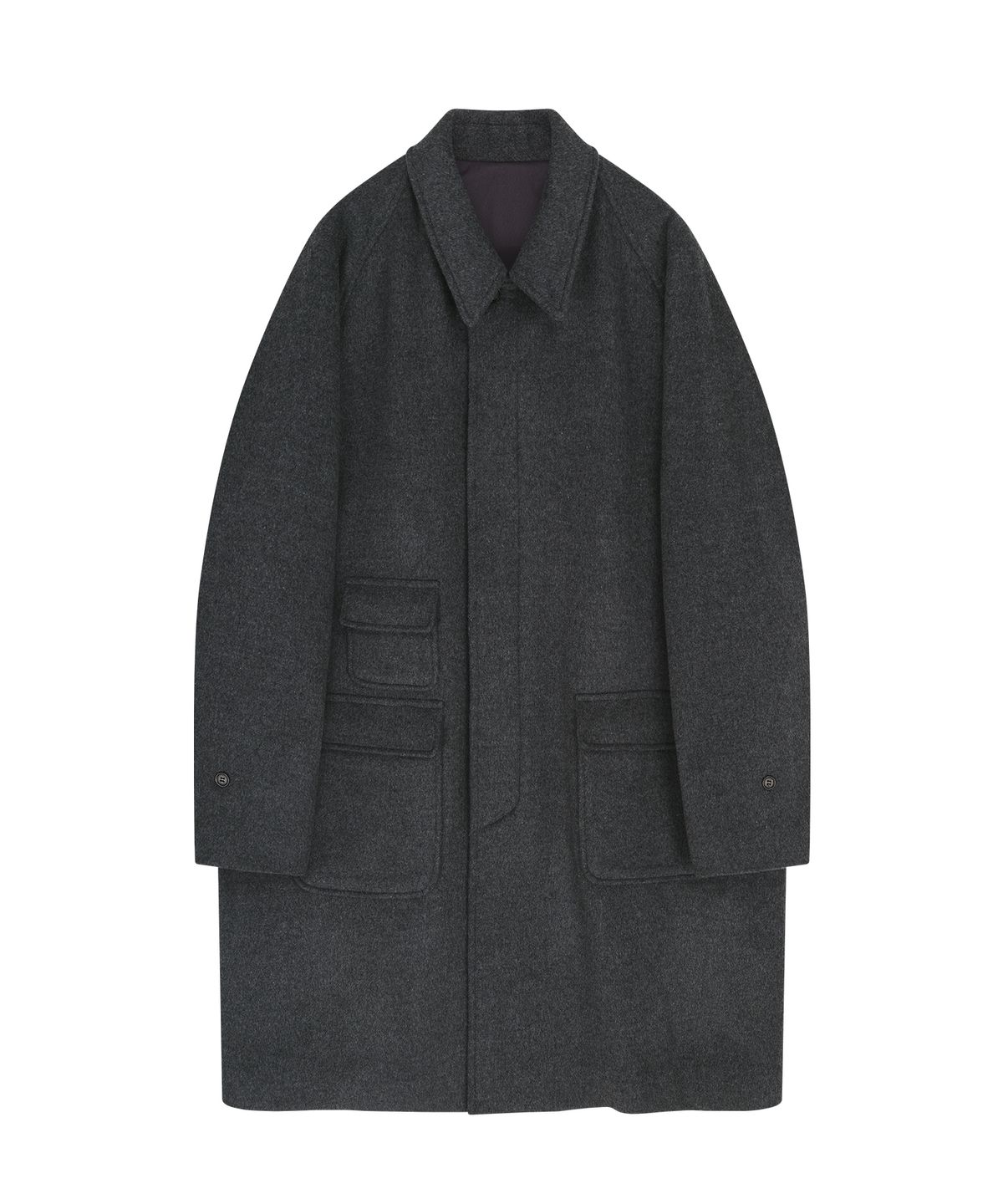 벨리프(BELLIEF) Wool Balmacaan Coat (Charcoal)