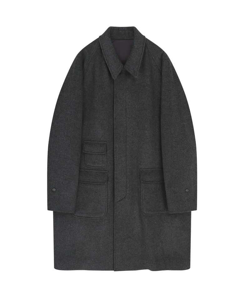 Wool Balmacaan Coat (Charcoal)