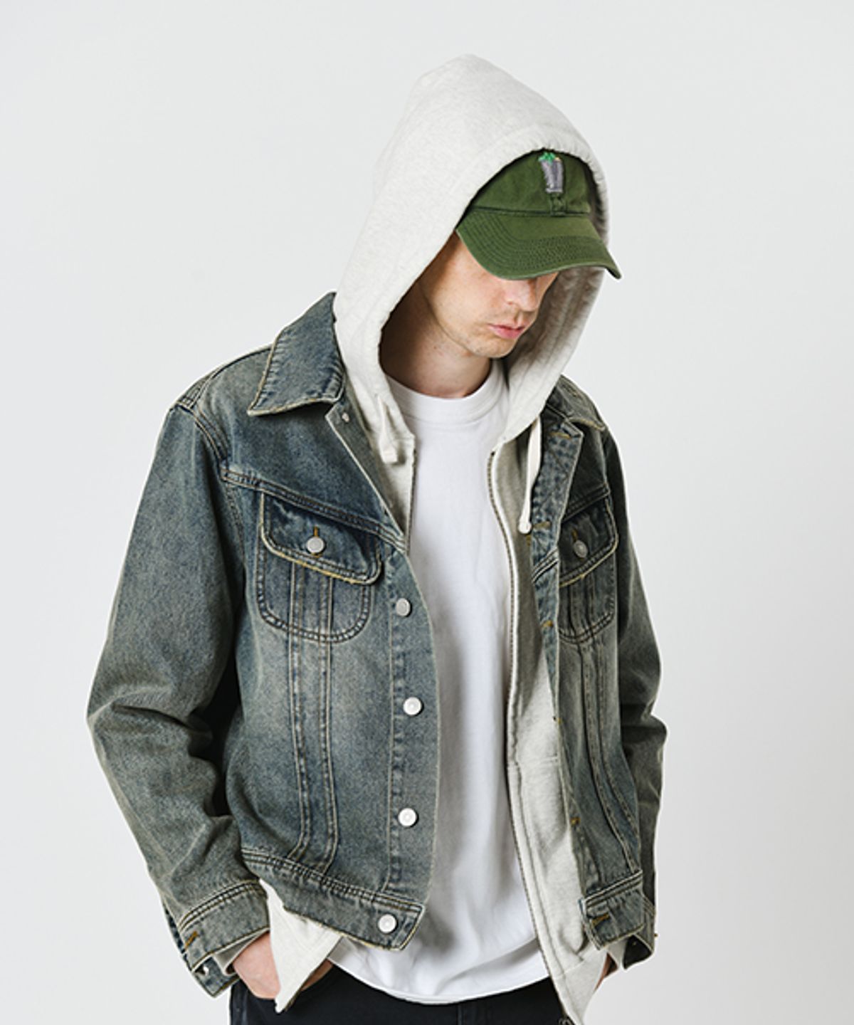 프레스톤즈(PRESTONS) PJ610WVB Washed Denim Trucker Jacket (Washed Vintage Blue)