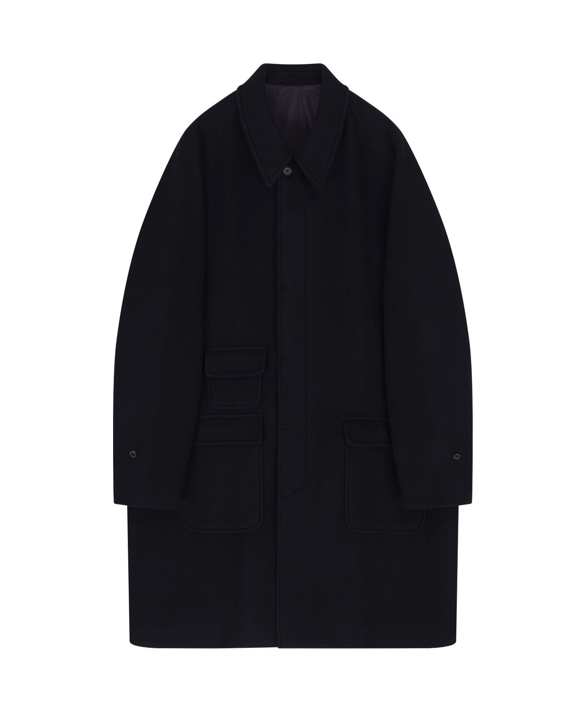 벨리프(BELLIEF) Wool Balmacaan Coat (Dark Navy)