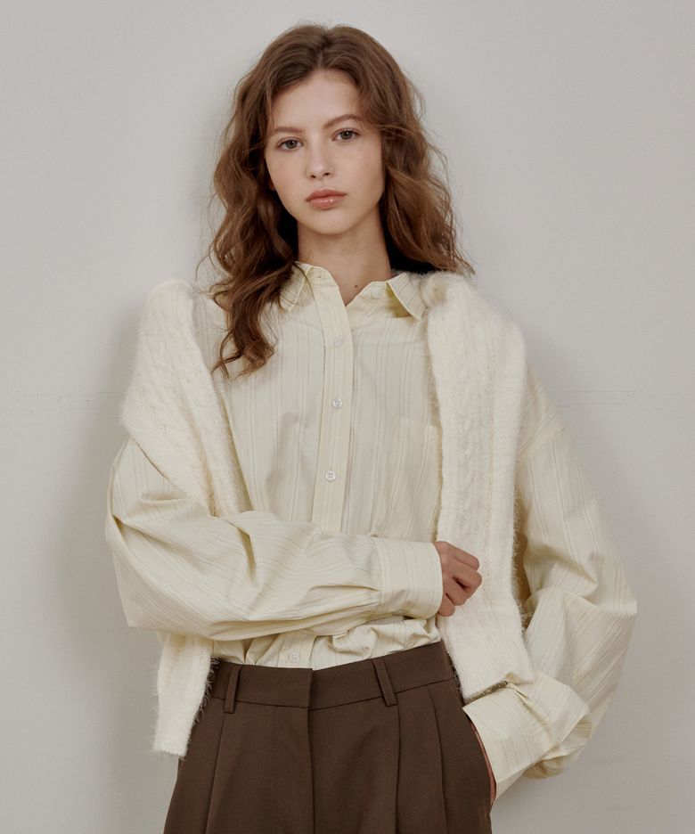 Creamy Stripe Over Shirt Cream