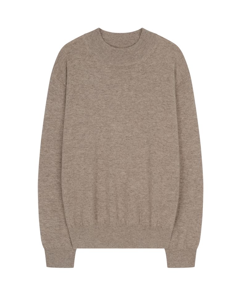 Essential Wool Comfort Moc-Neck knit (Beige)