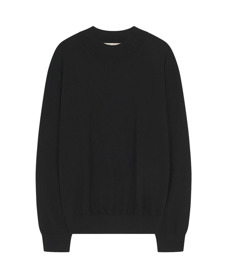 Essential Wool Comfort Moc-Neck knit (Black)