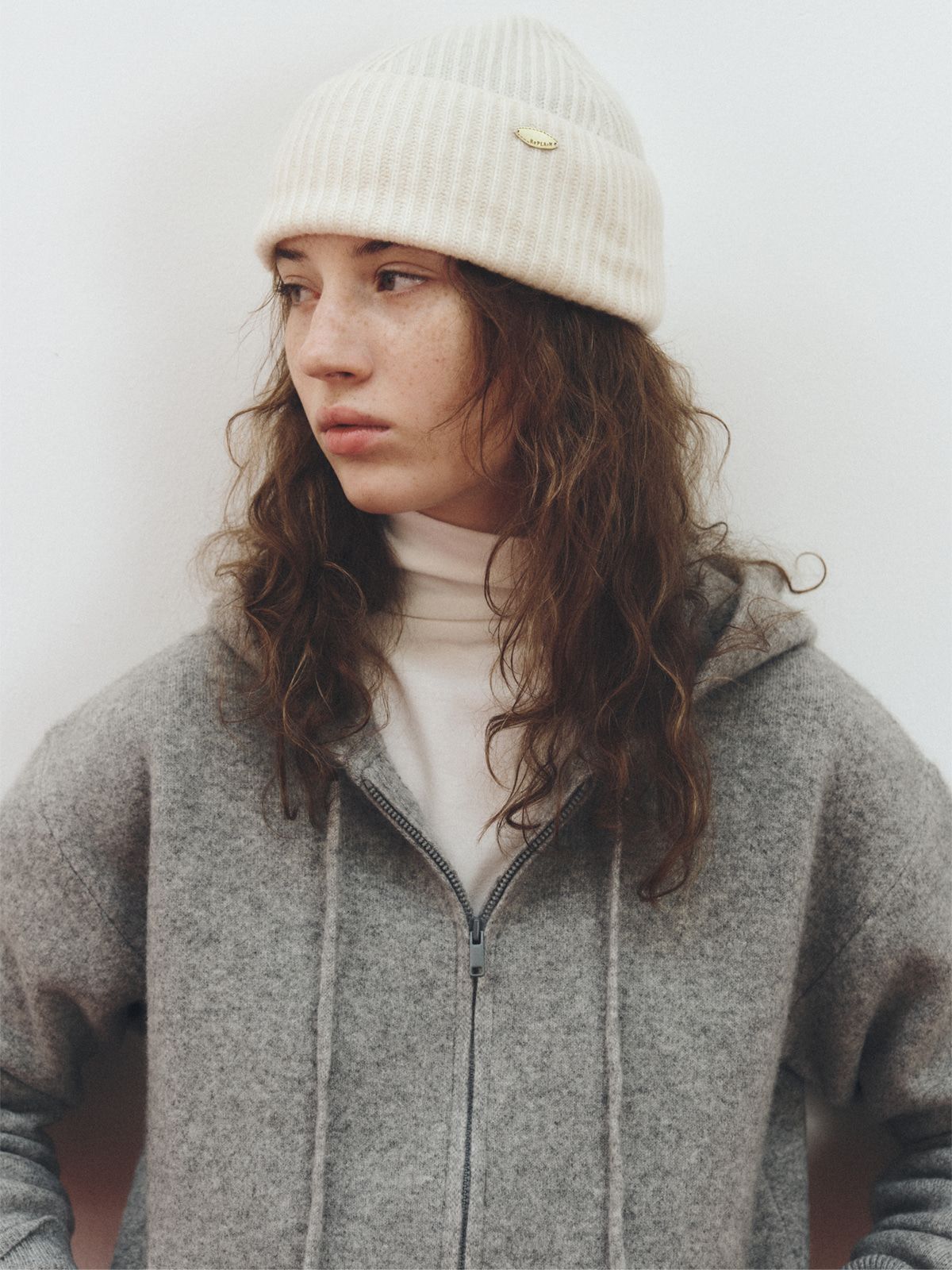 리플레인(REPLAIN) CASHMERE BLEND BEANIE_IVORY