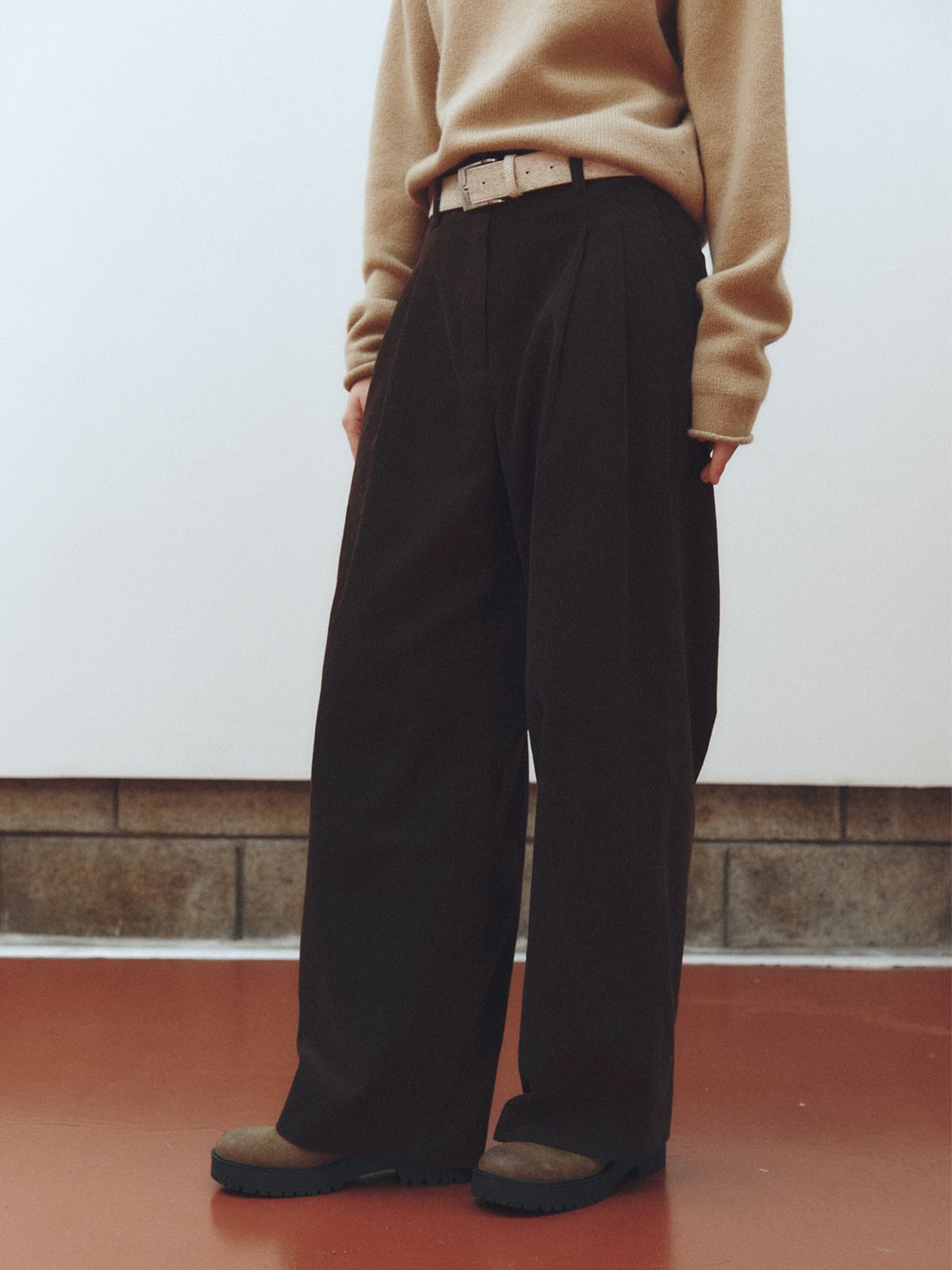 리플레인(REPLAIN) CORDUROY WIDE PANTS_DARK BROWN