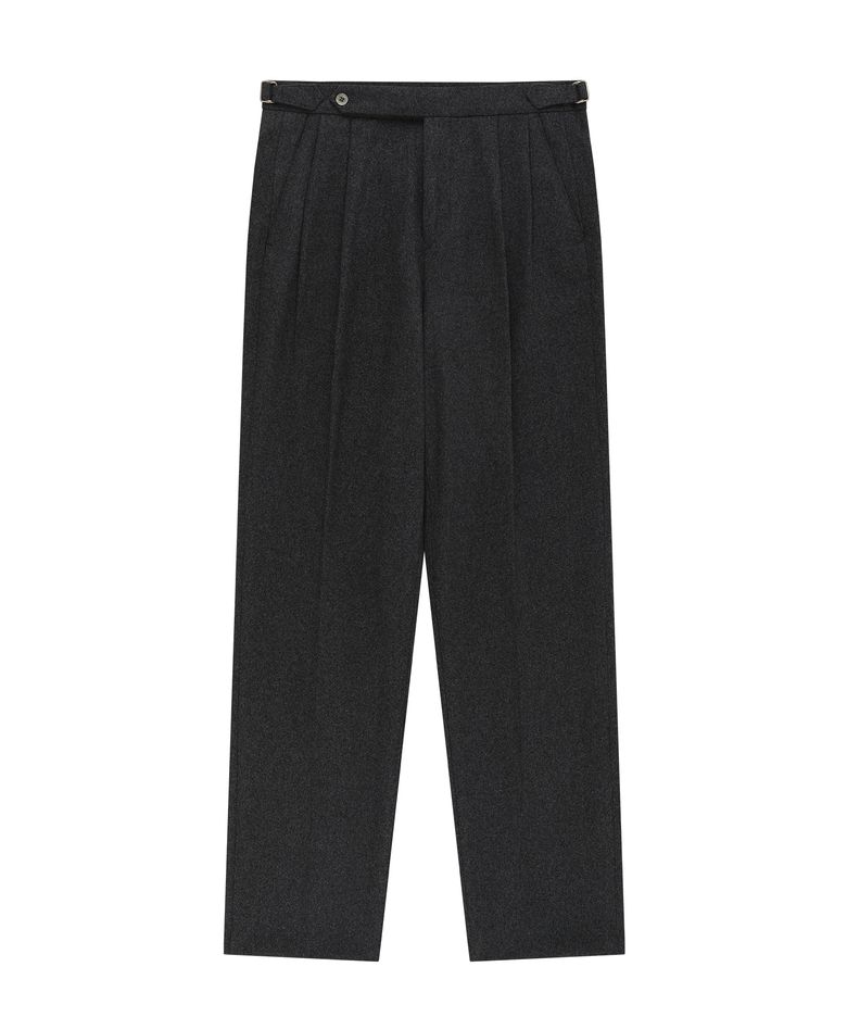 Essential Wool Flannel adjust relaxed Trouser (Charcoal)