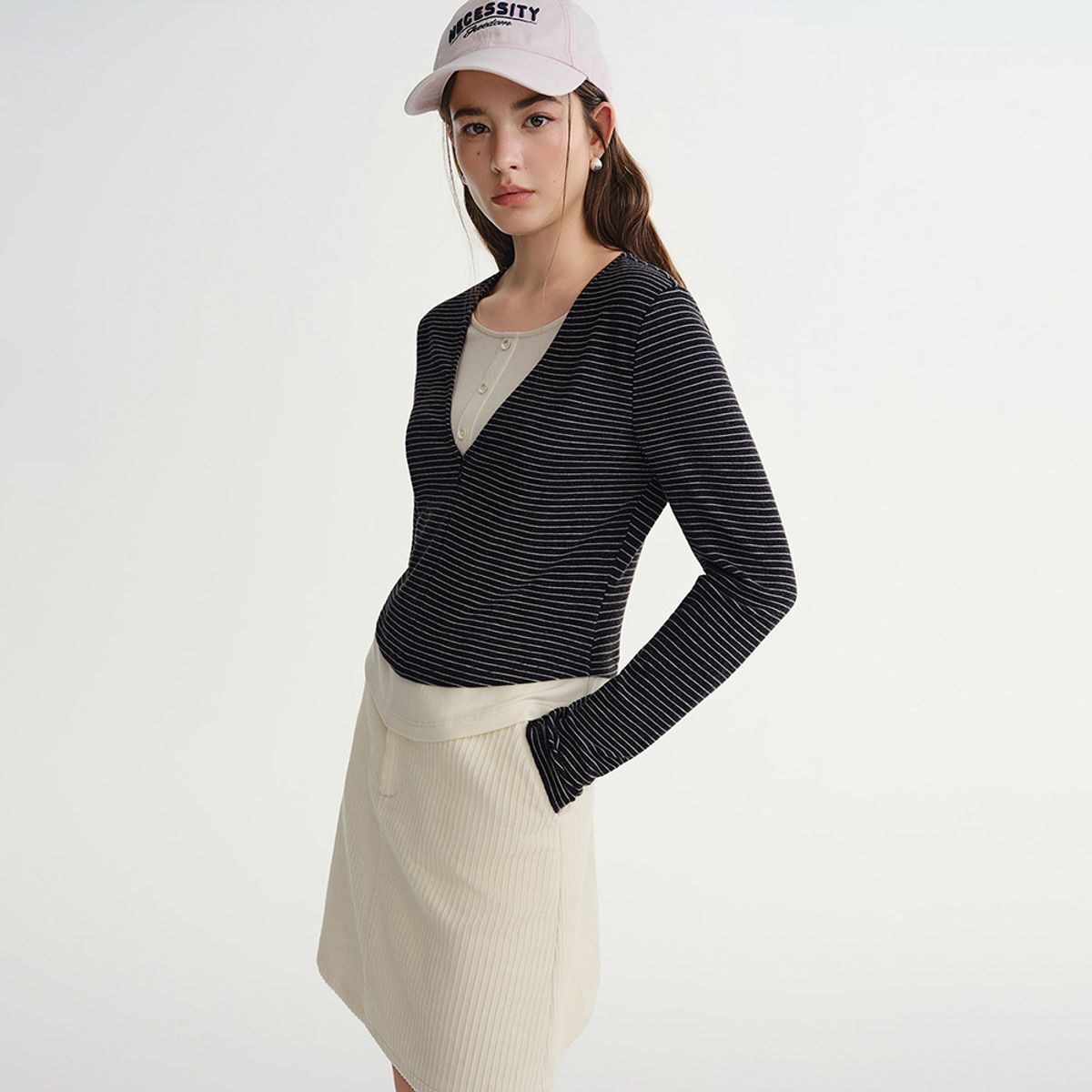 에이앤레이(AEIREI) AR_Fake two-piece long sleeve top_BLACK