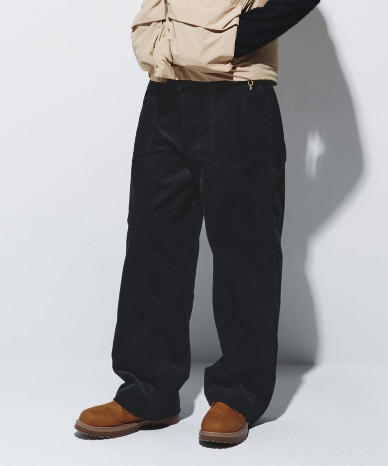 WIDE CORDUROY CARPENTER PANTS - BLACK
