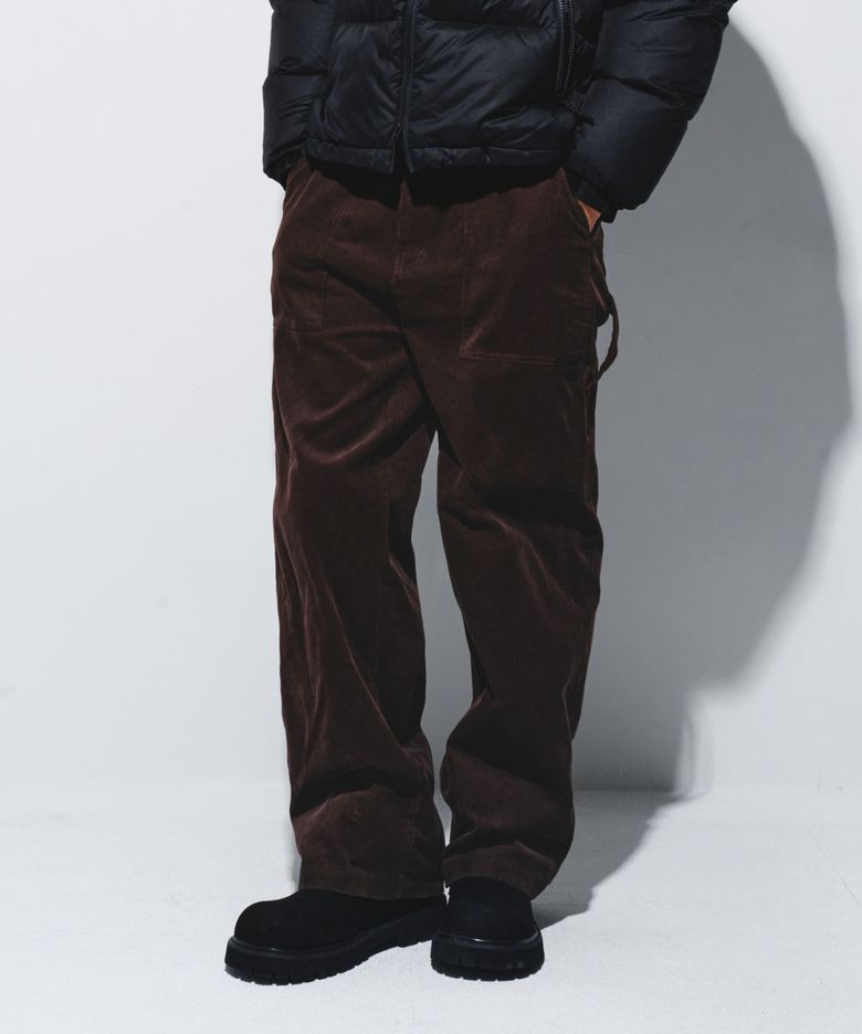 WIDE CORDUROY CARPENTER PANTS - BROWN