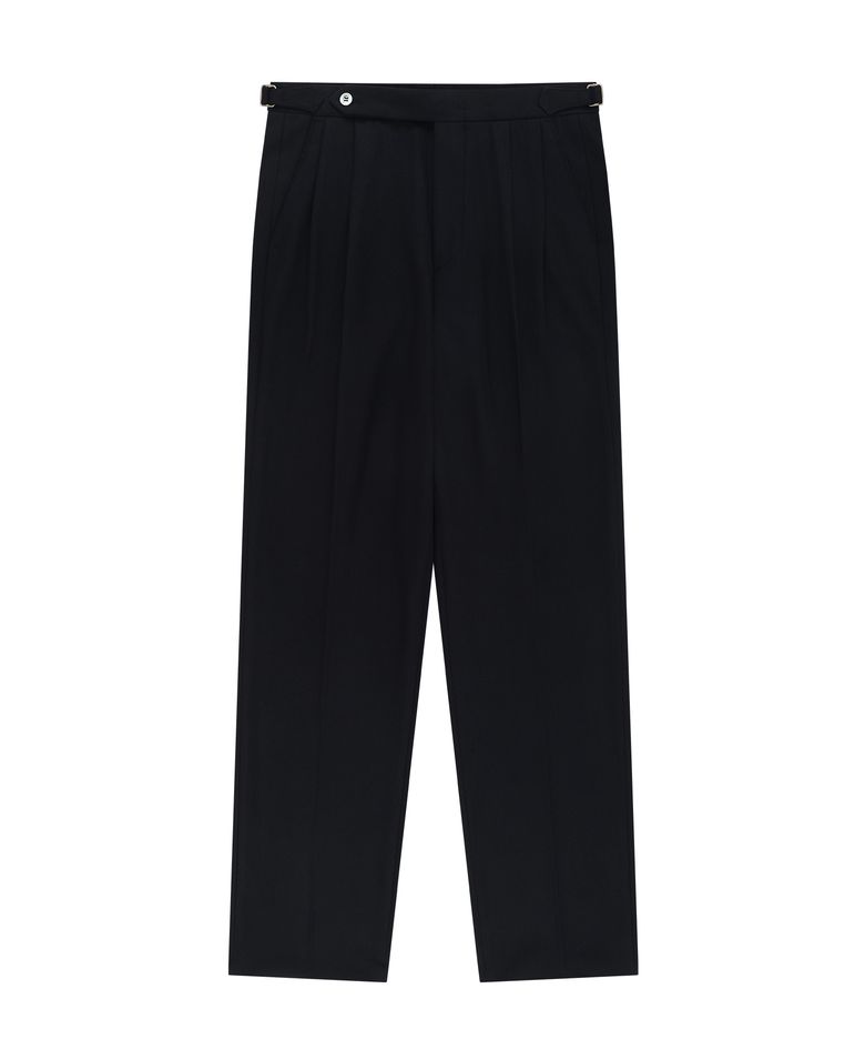 Essential Wool Flannel adjust relaxed Trouser (Dark Navy)