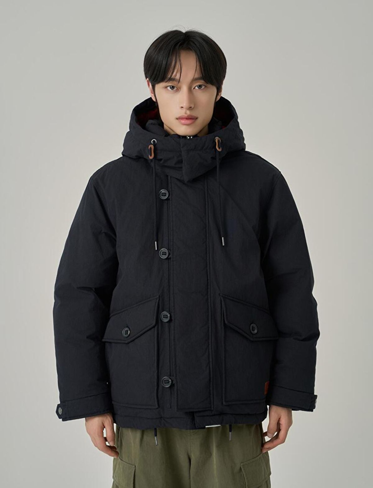 슈퍼드라이(SUPERDRY) 미드 후드 다운 자켓 블랙