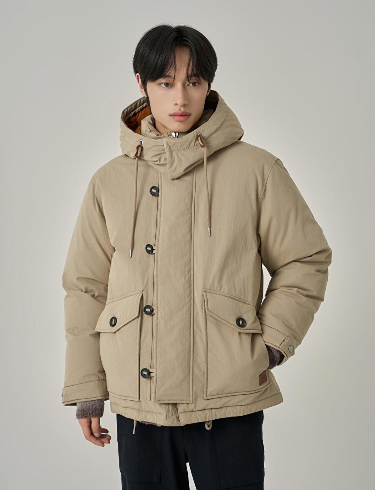 슈퍼드라이(SUPERDRY) 미드 후드 다운 자켓 다크베이지